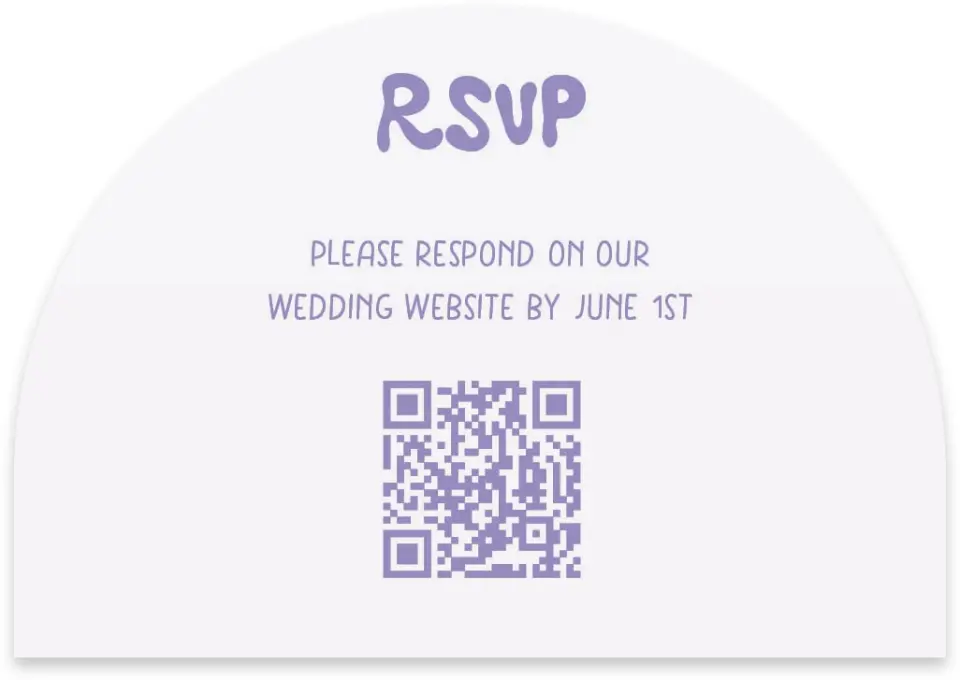 This is a 5" x 3½" Wedding Invitation RSVP Postcard called The Karly printed in full color on Luxe Satin paper