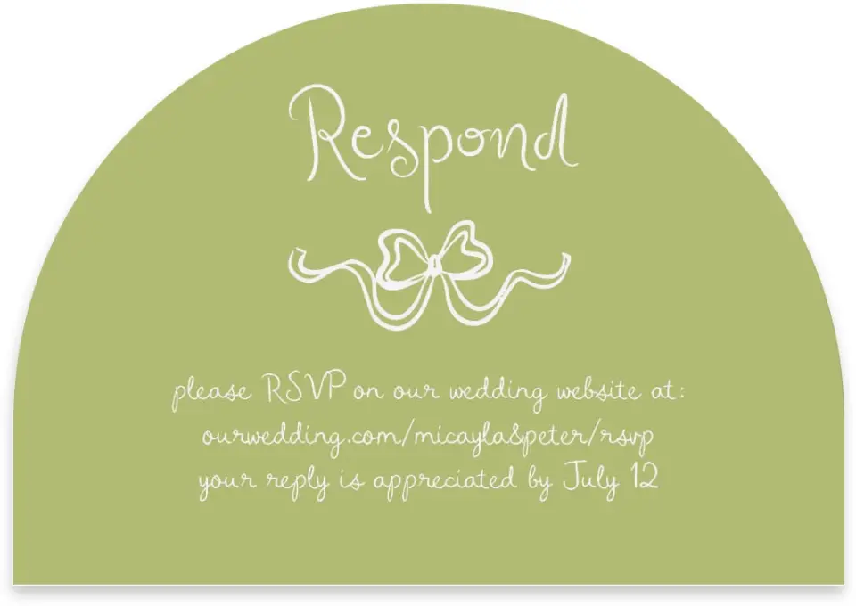 This is a 5" x 3½" Wedding Invitation RSVP Postcard called The Micayla printed in full color on Luxe Satin paper