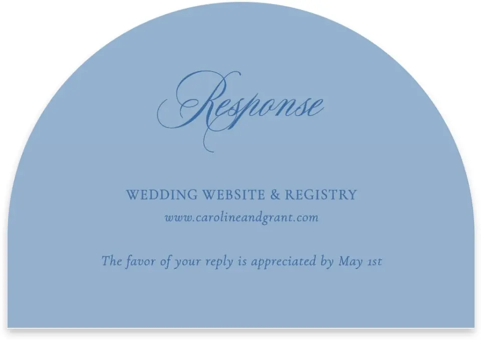 This is a 5" x 3½" Wedding Invitation RSVP Postcard called Bradley printed in full color on Luxe Satin paper