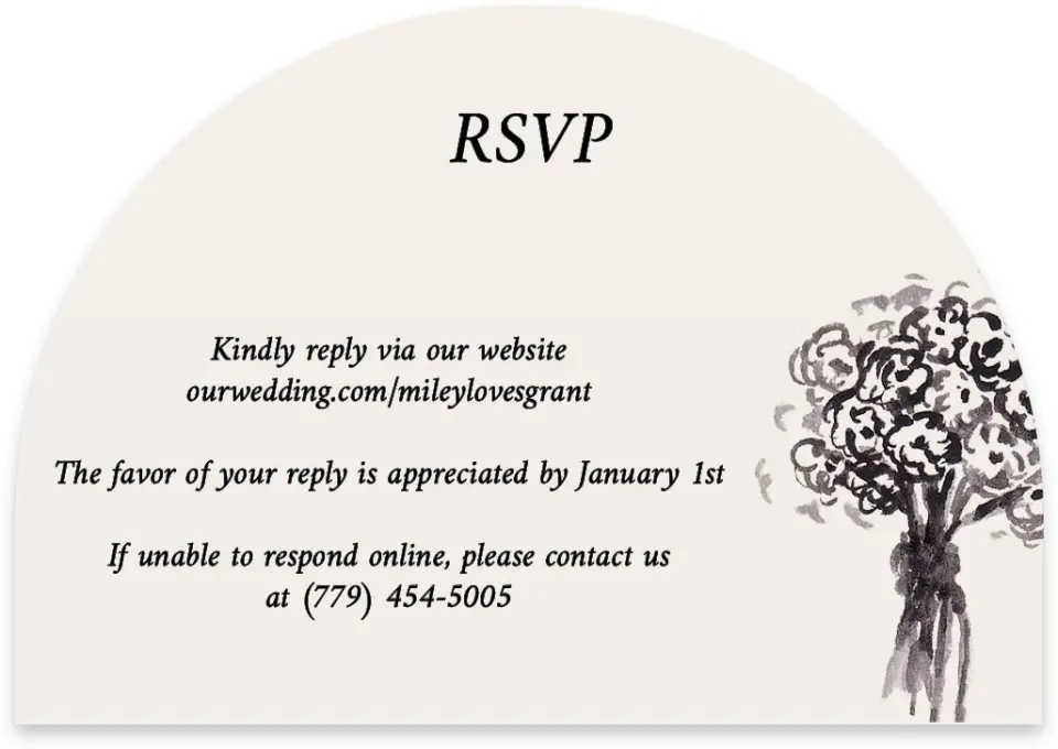This is a 5" x 3½" Wedding Invitation RSVP Postcard called Mi Amor printed in full color on Luxe Satin paper
