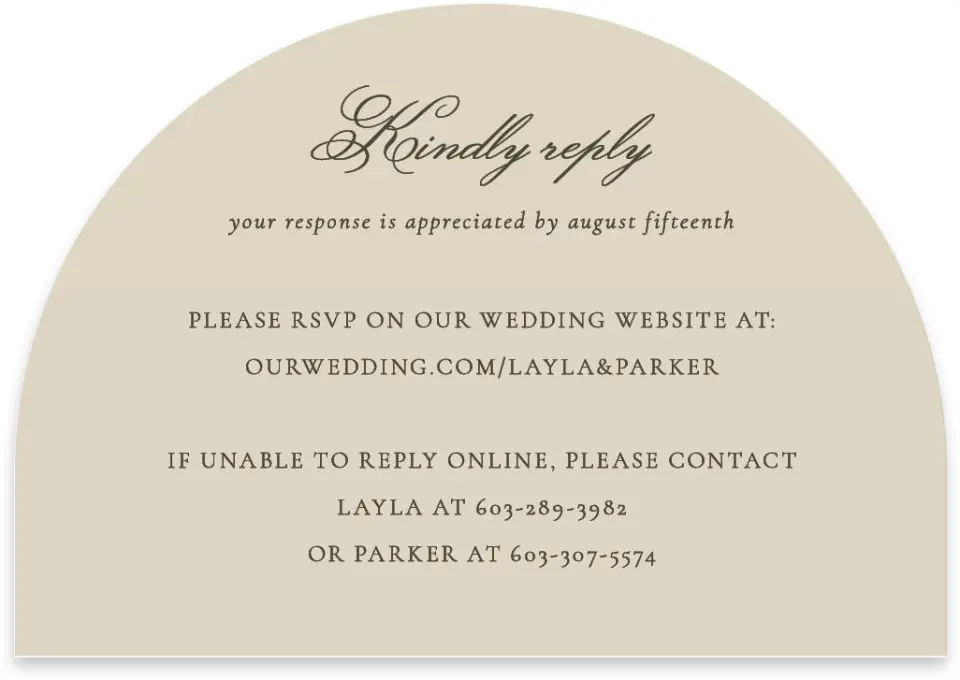This is a 5" x 3½" Wedding Invitation RSVP Postcard called Holderness printed in full color on Luxe Satin paper