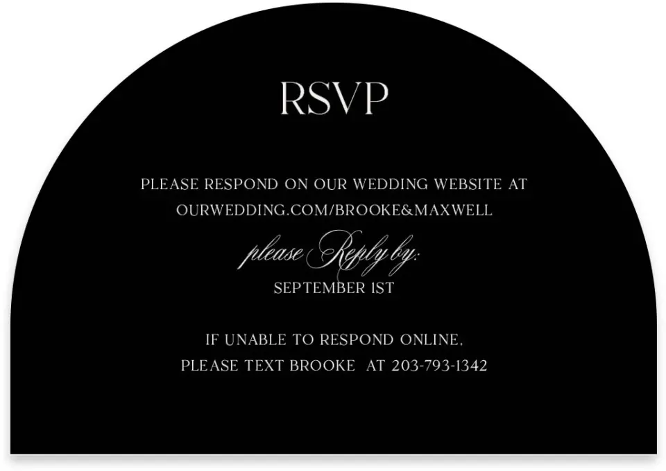 This is a 5" x 3½" Wedding Invitation RSVP Postcard called Greenwich printed in full color with Rose Gold foil on Luxe Satin paper