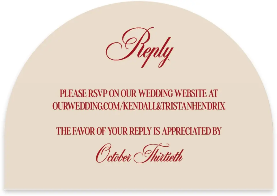 This is a 5" x 3½" Wedding Invitation RSVP Postcard called Montecito printed in full color on Luxe Satin paper