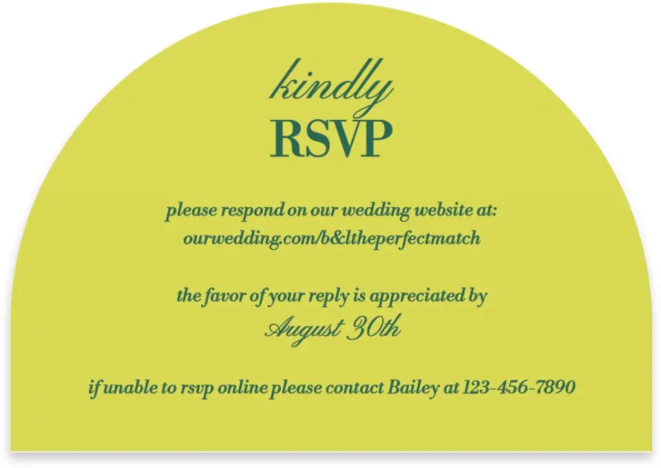This is a 5" x 3½" Wedding Invitation RSVP Postcard called Serving Up Forever printed in full color on Luxe Satin paper