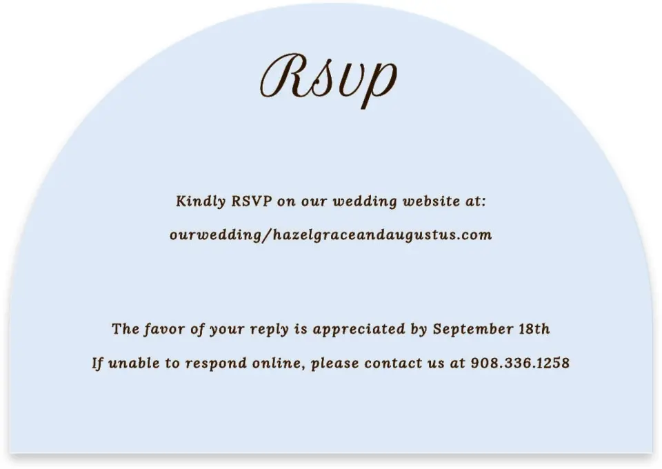 This is a 5" x 3½" Wedding Invitation RSVP Postcard called Montauk printed in full color on Luxe Satin paper