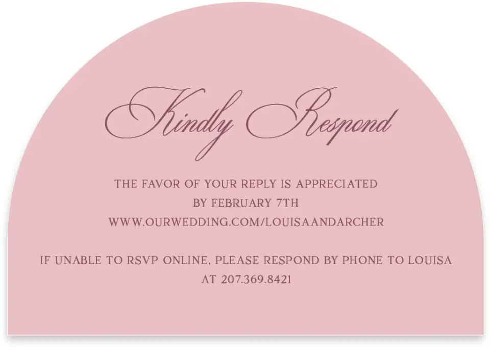 This is a 5" x 3½" Wedding Invitation RSVP Postcard called Roswell printed in full color on Luxe Satin paper