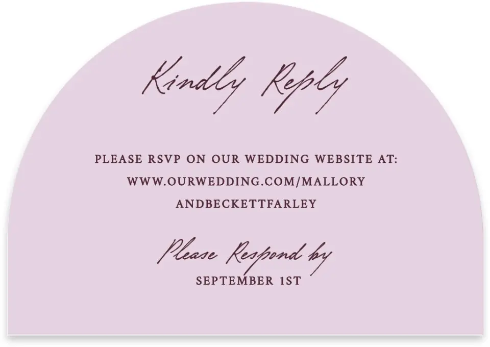 This is a 5" x 3½" Wedding Invitation RSVP Postcard called Ivyhill printed in full color on Luxe Satin paper