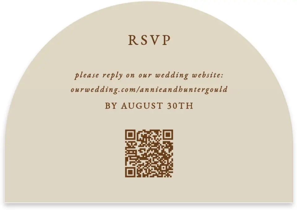 This is a 5" x 3½" Wedding Invitation RSVP Postcard called Cedarhill Crossing printed in full color on Luxe Satin paper