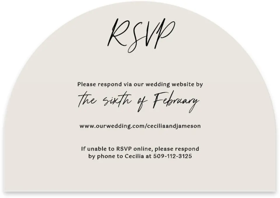 This is a 5" x 3½" Wedding Invitation RSVP Postcard called Nazareth & Stone printed in full color on Luxe Satin paper