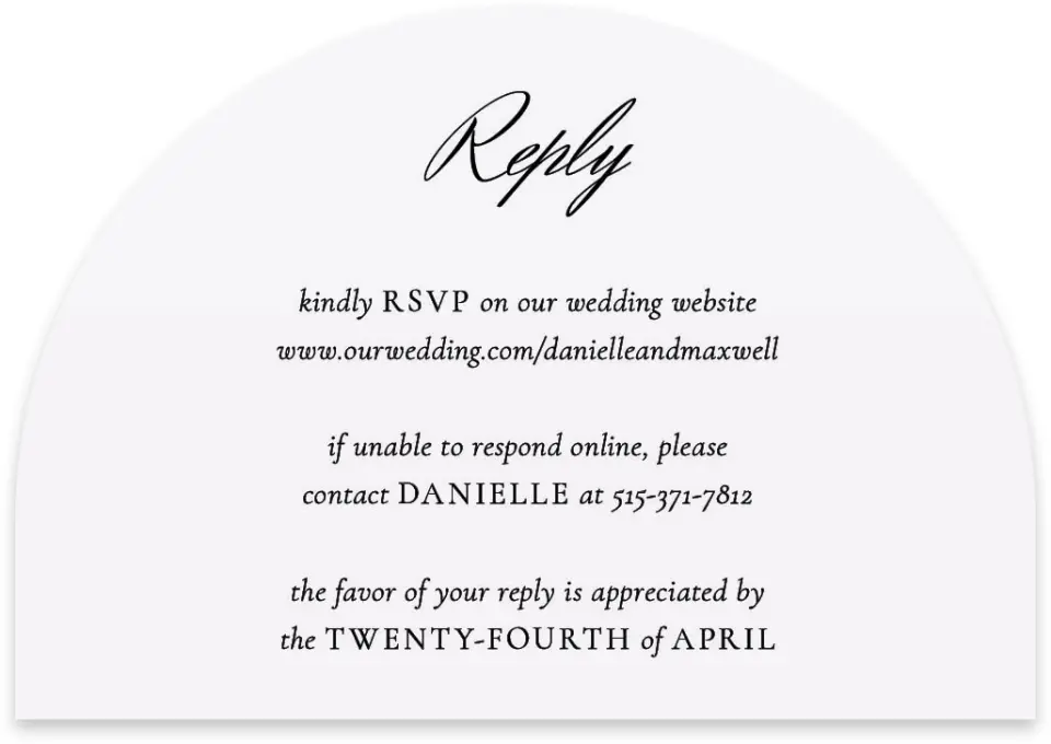 This is a 5" x 3½" Wedding Invitation RSVP Postcard called Commonwealth Club printed in full color on Luxe Satin paper