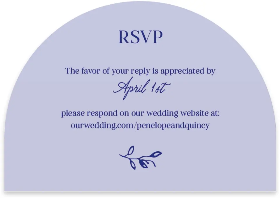This is a 5" x 3½" Wedding Invitation RSVP Postcard called Storybook Garden printed in full color with Rose Gold foil on Luxe Satin paper