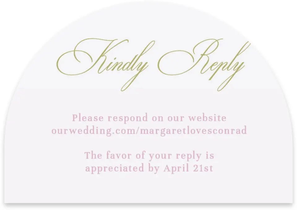 This is a 5" x 3½" Wedding Invitation RSVP Postcard called Evening in Bloom printed in full color on Luxe Satin paper