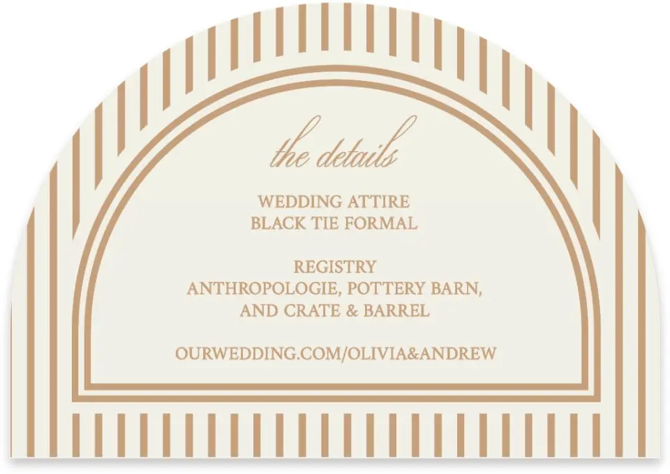 This is a 5" x 3½" Wedding Invitation RSVP Postcard called Beaded Veil printed in full color with Gold foil on Luxe Satin paper