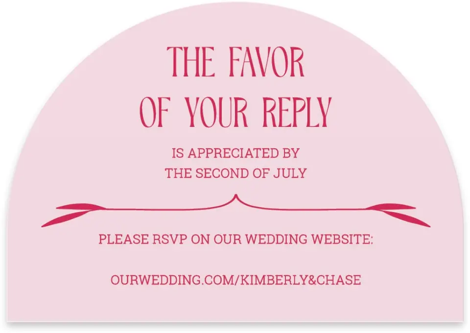 This is a 5" x 3½" Wedding Invitation RSVP Postcard called Nouveau Romance printed in full color with Rose Gold foil on Luxe Satin paper