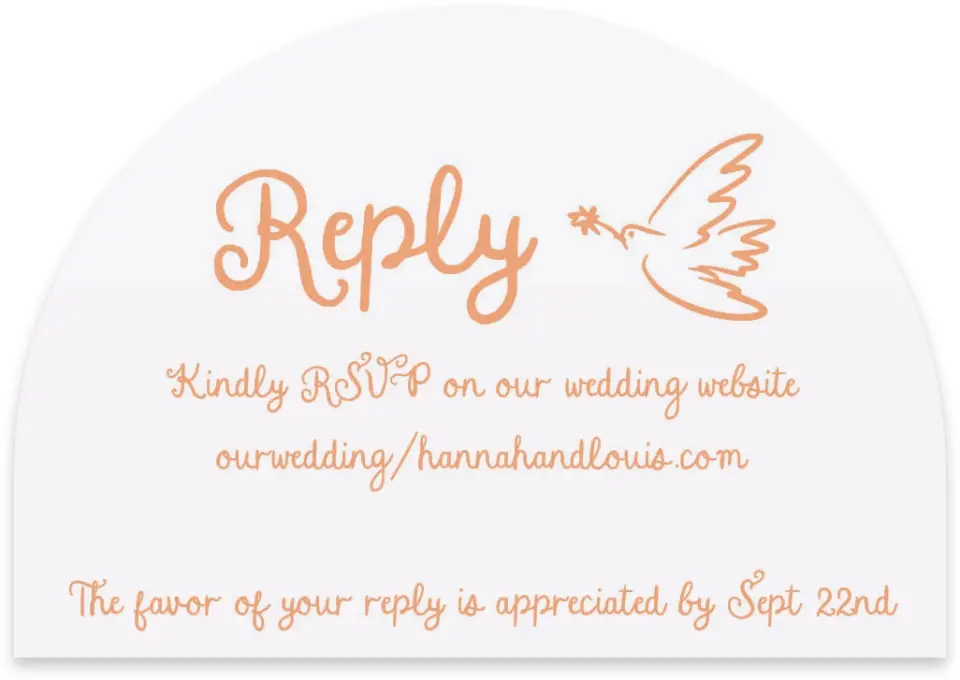 This is a 5" x 3½" Wedding Invitation RSVP Postcard called Wavy Love printed in full color with Gold foil on Luxe Satin paper