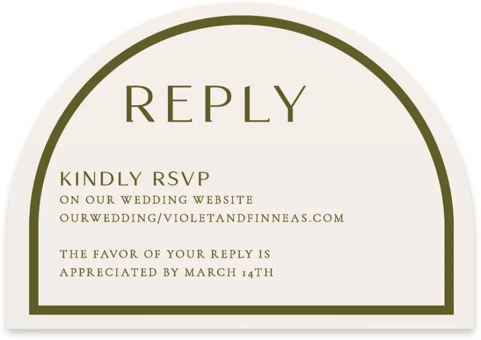 This is a 5" x 3½" Wedding Invitation RSVP Postcard called Delicate Love printed in full color with Gold foil on Luxe Satin paper