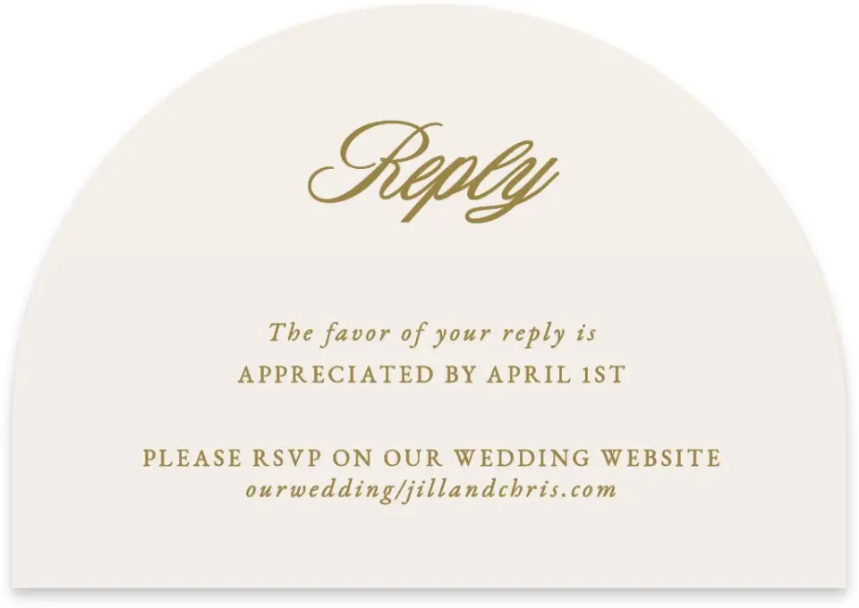 This is a 5" x 3½" Wedding Invitation RSVP Postcard called The Jillian printed in full color on Luxe Satin paper