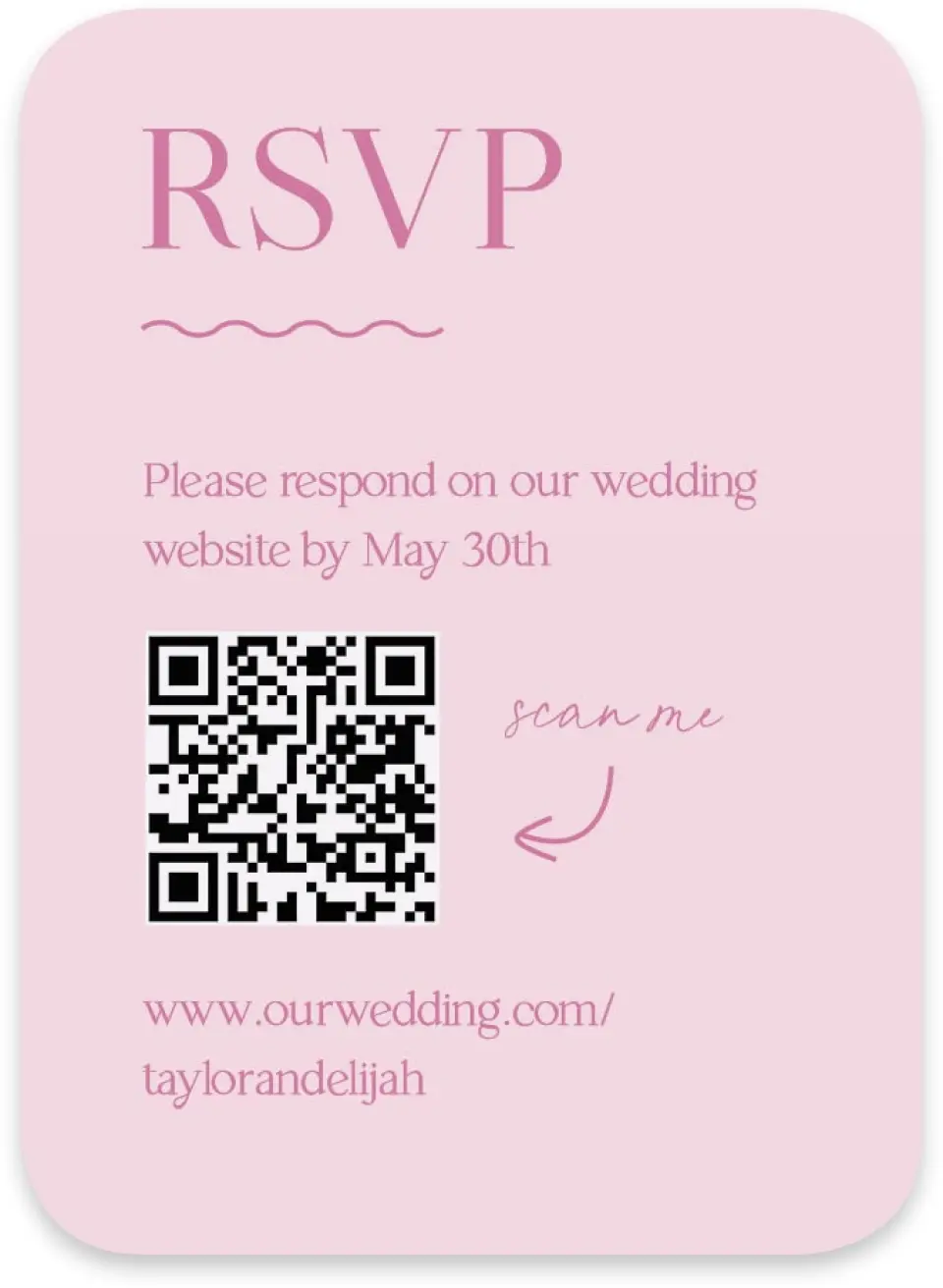 This is a 4½" x 3¼" Wedding Invitation RSVP Postcard called The Taylor printed in full color on Luxe Satin paper