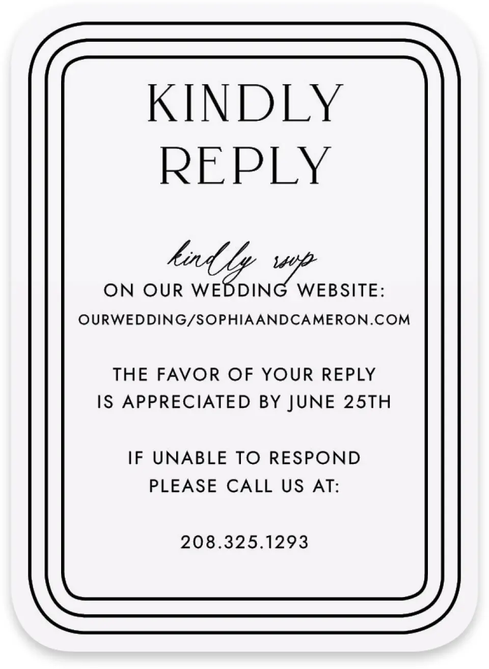 This is a 4½" x 3¼" Wedding Invitation RSVP Postcard called Passionate Arch printed in full color with Gold foil on Luxe Satin paper