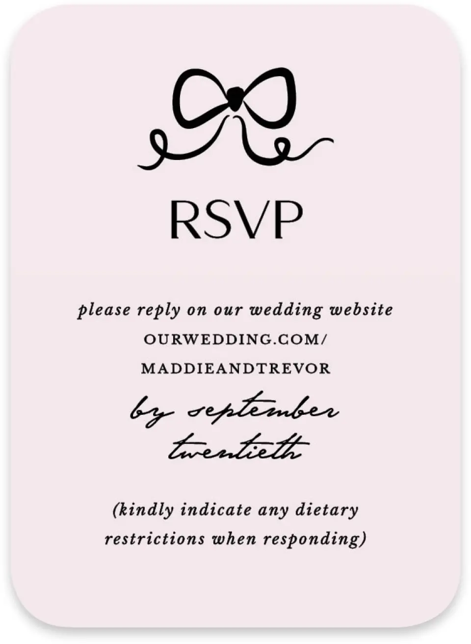 This is a 4½" x 3¼" Wedding Invitation RSVP Postcard called The Madison printed in full color on Luxe Satin paper