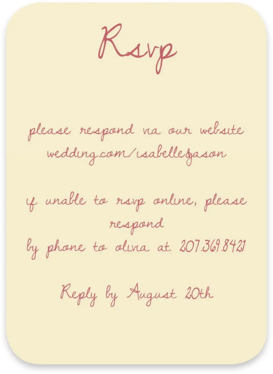 This is a 4½" x 3¼" Wedding Invitation RSVP Postcard called Forever Bud printed in full color on Luxe Satin paper
