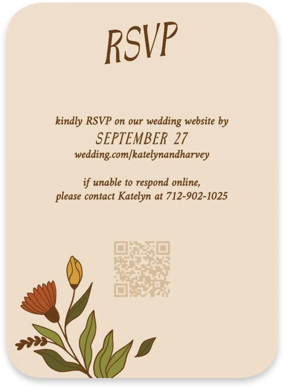 This is a 4½" x 3¼" Wedding Invitation RSVP Postcard called Wild + Bright printed in full color on Luxe Satin paper