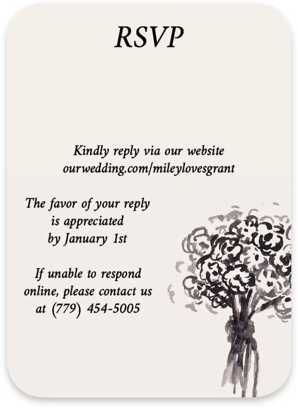 This is a 4½" x 3¼" Wedding Invitation RSVP Postcard called Mi Amor printed in full color on Luxe Satin paper