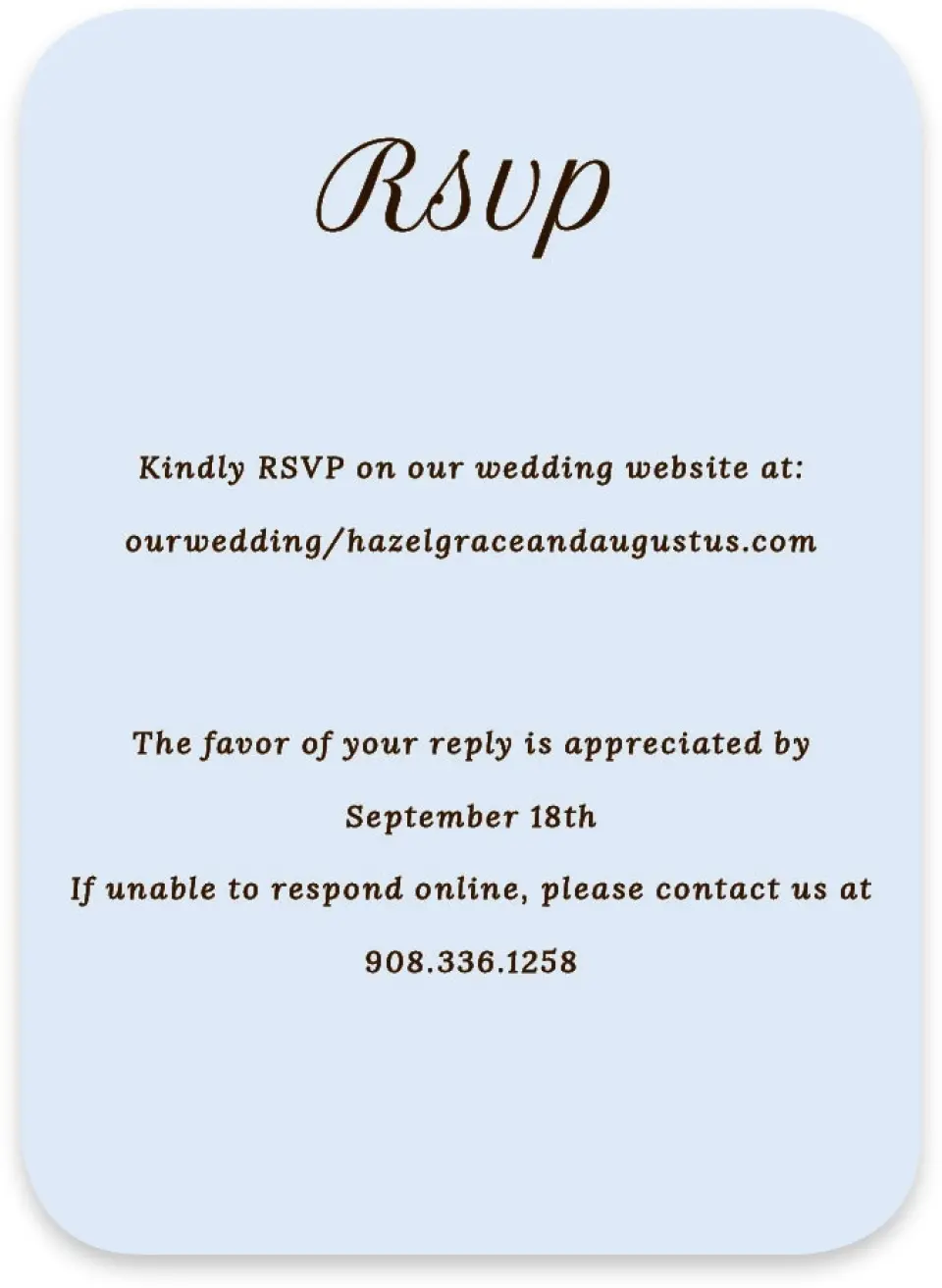 This is a 4½" x 3¼" Wedding Invitation RSVP Postcard called Montauk printed in full color on Luxe Satin paper