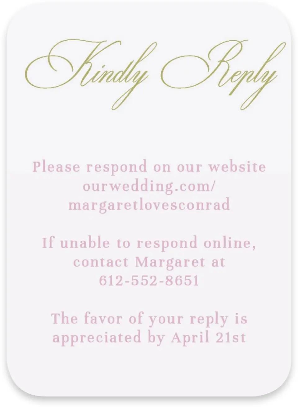 This is a 4½" x 3¼" Wedding Invitation RSVP Postcard called Evening in Bloom printed in full color on Luxe Satin paper