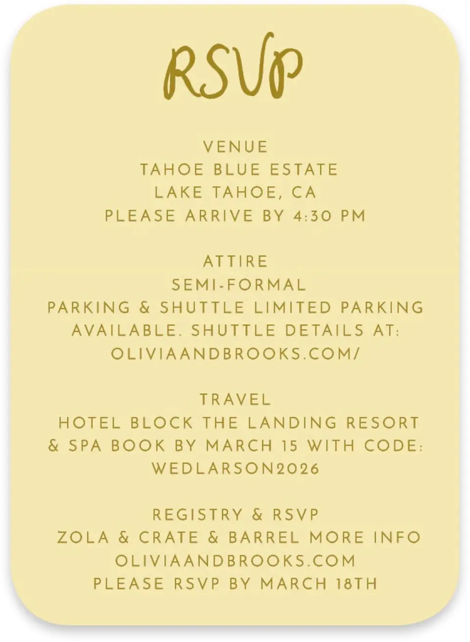 This is a 4½" x 3¼" Wedding Invitation RSVP Postcard called Scalloped Elegance printed in full color on Luxe Satin paper