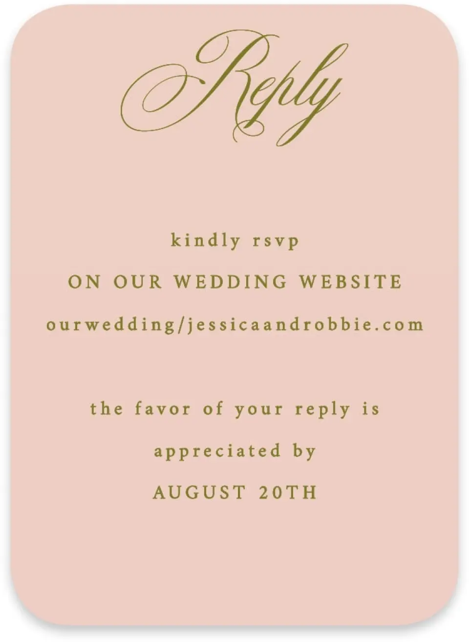 This is a 4½" x 3¼" Wedding Invitation RSVP Postcard called Love Off Script printed in full color on Luxe Satin paper
