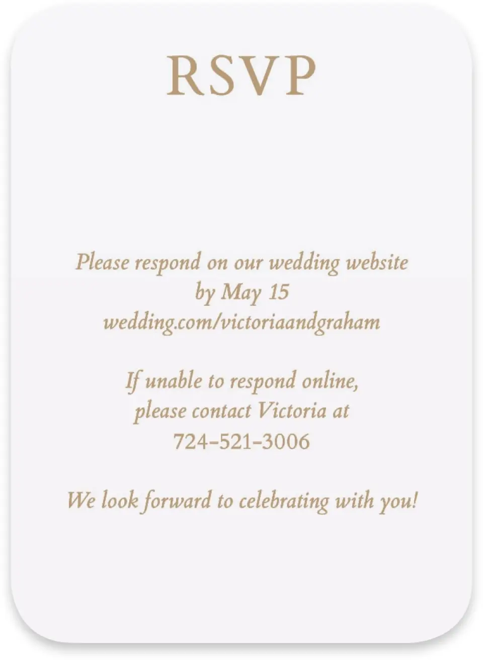 This is a 4½" x 3¼" Wedding Invitation RSVP Postcard called Soft Branchlets printed in full color on Luxe Satin paper