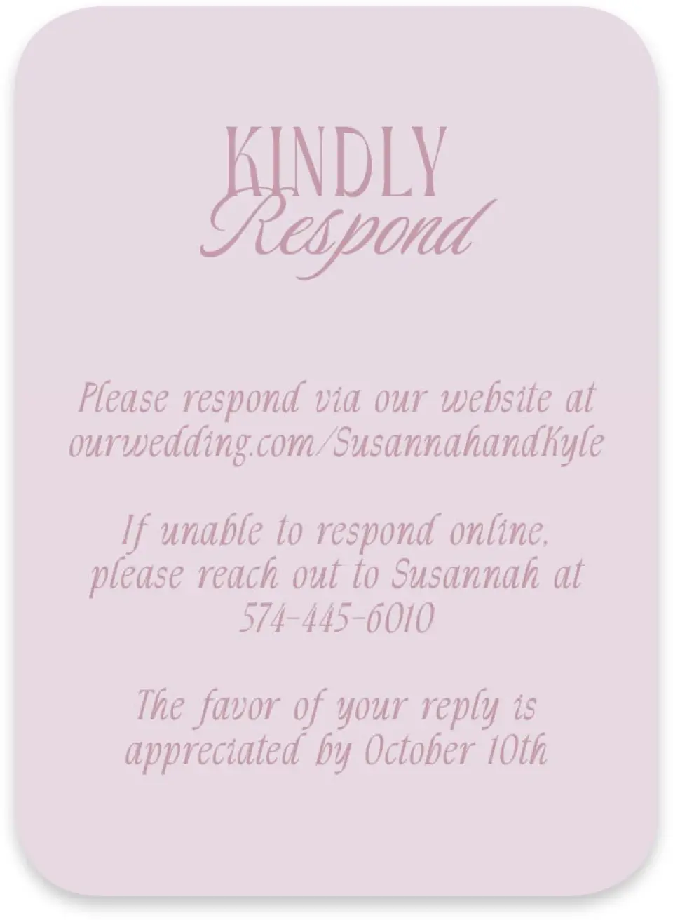 This is a 4½" x 3¼" Wedding Invitation RSVP Postcard called Ornate Garden printed in full color on Luxe Satin paper