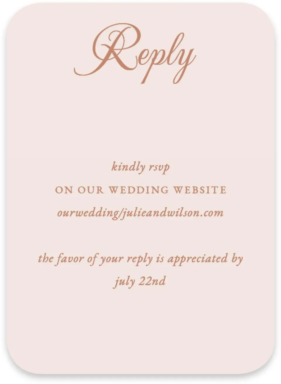This is a 4½" x 3¼" Wedding Invitation RSVP Postcard called Patterned Love printed in full color on Luxe Satin paper