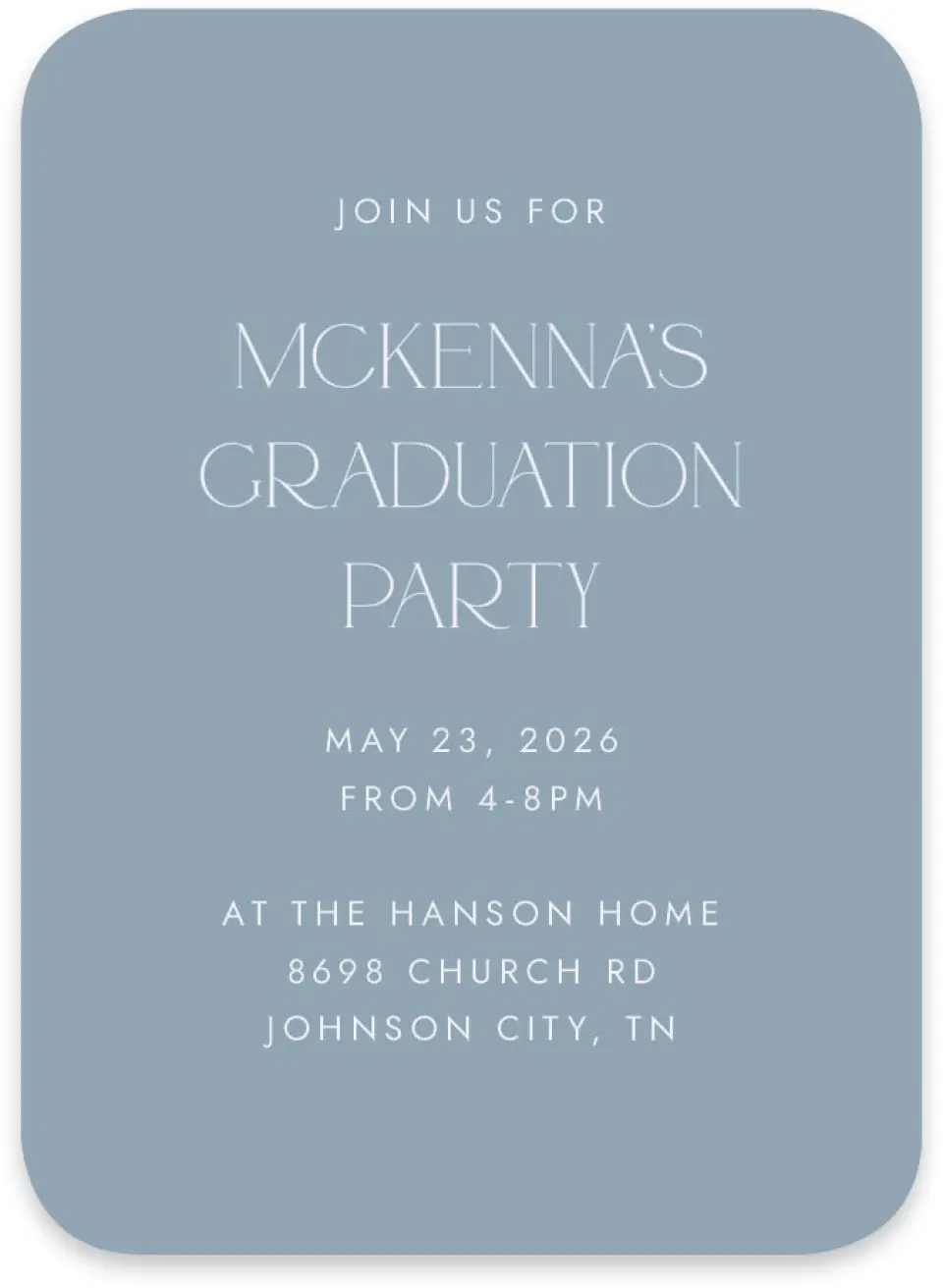 This is a 4½" x 3¼" Wedding Invitation RSVP Postcard called Graceful Grad printed in full color on Luxe Satin paper