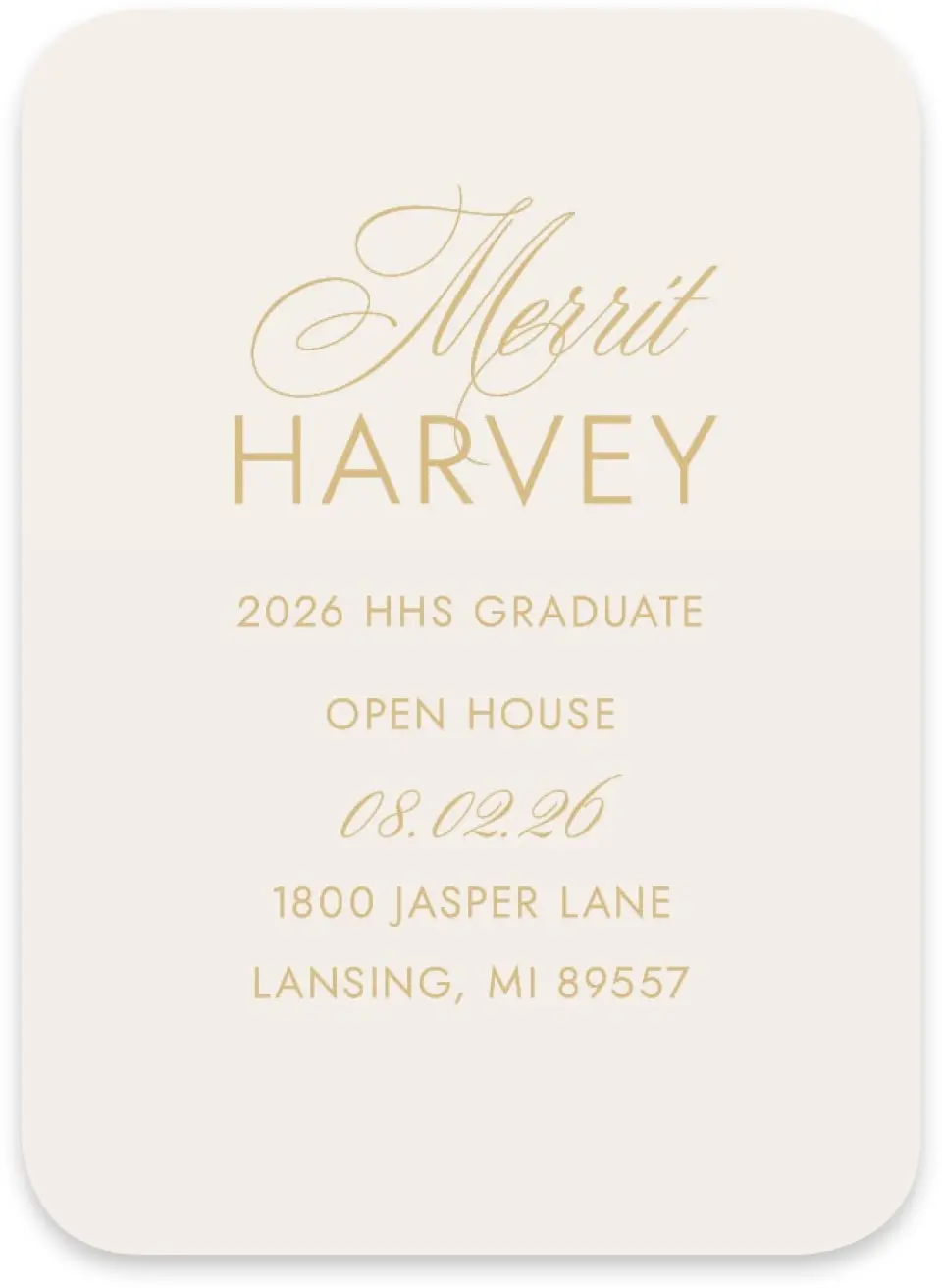 This is a 4½" x 3¼" Wedding Invitation RSVP Postcard called Stay Golden printed in full color on Luxe Satin paper
