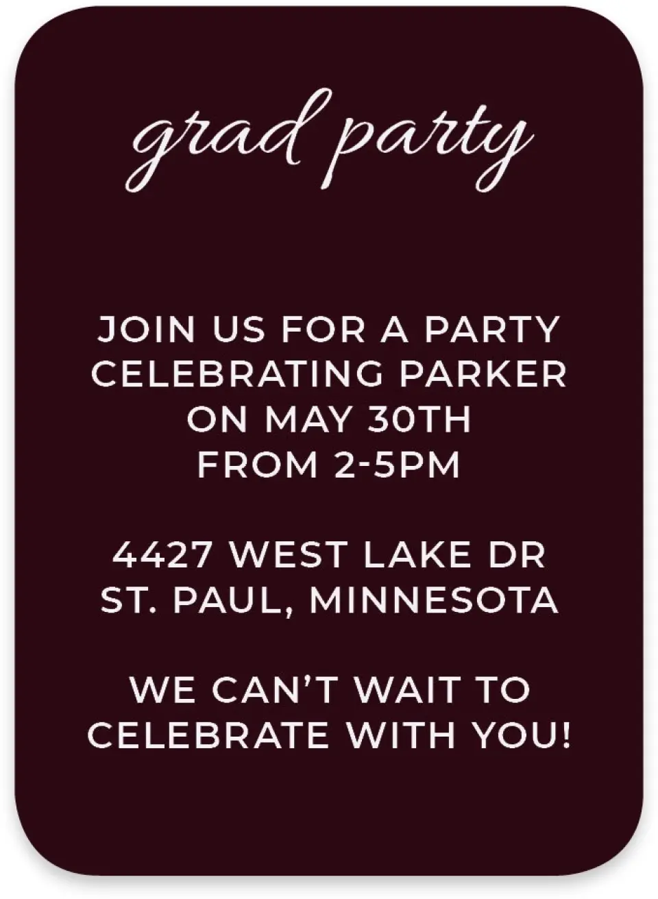 This is a 4½" x 3¼" Wedding Invitation RSVP Postcard called All Star Graduate printed in full color on Luxe Satin paper