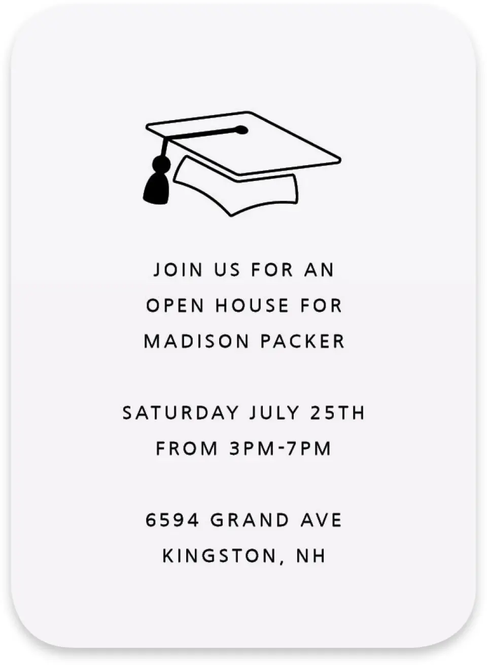This is a 4½" x 3¼" Wedding Invitation RSVP Postcard called Modern Grad printed in full color on Luxe Satin paper
