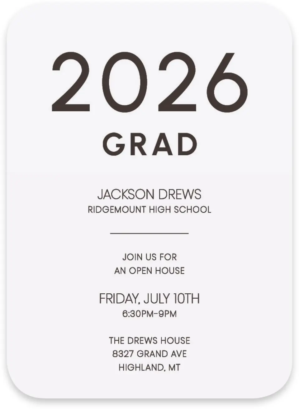 This is a 4½" x 3¼" Wedding Invitation RSVP Postcard called Simple Graduate printed in full color on Luxe Satin paper