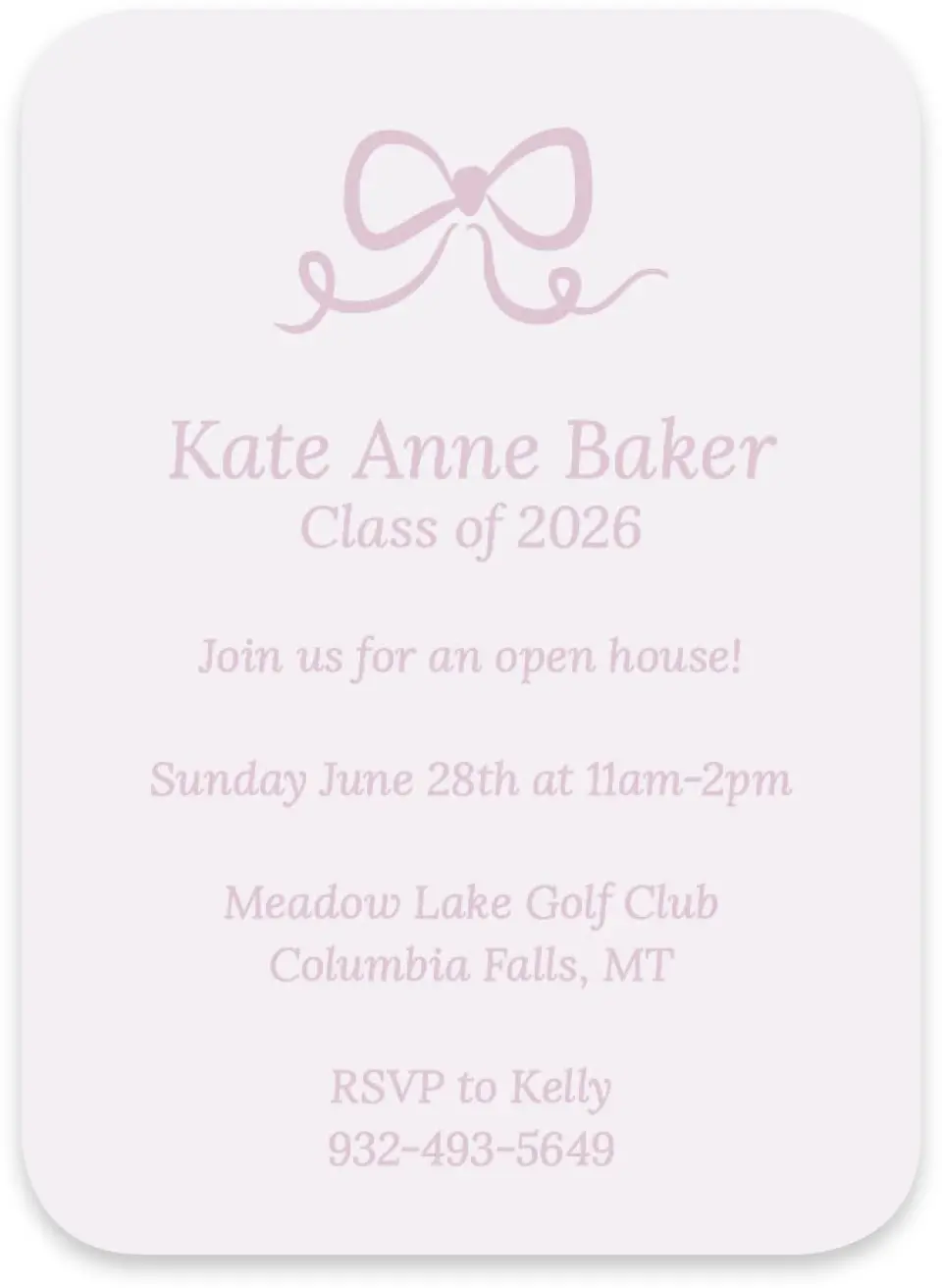 This is a 4½" x 3¼" Wedding Invitation RSVP Postcard called Bow Grad printed in full color on Luxe Satin paper