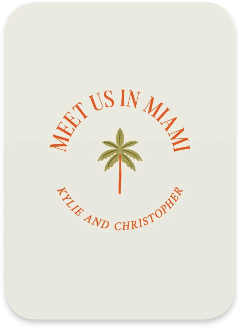 This is a 4½" x 3¼" Wedding Invitation RSVP Postcard called Tropical Treasure printed in full color with Gold foil on Luxe Satin paper