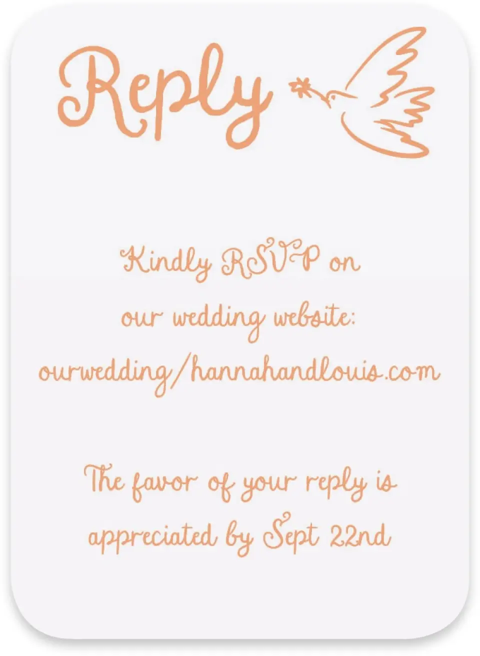 This is a 4½" x 3¼" Wedding Invitation RSVP Postcard called Wavy Love printed in full color with Gold foil on Luxe Satin paper