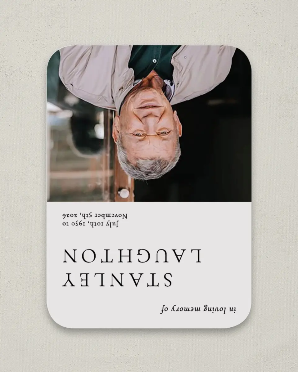 This is a 4½" x 3¼" Memorial Card called Remembered Well printed in full color on Luxe Satin paper