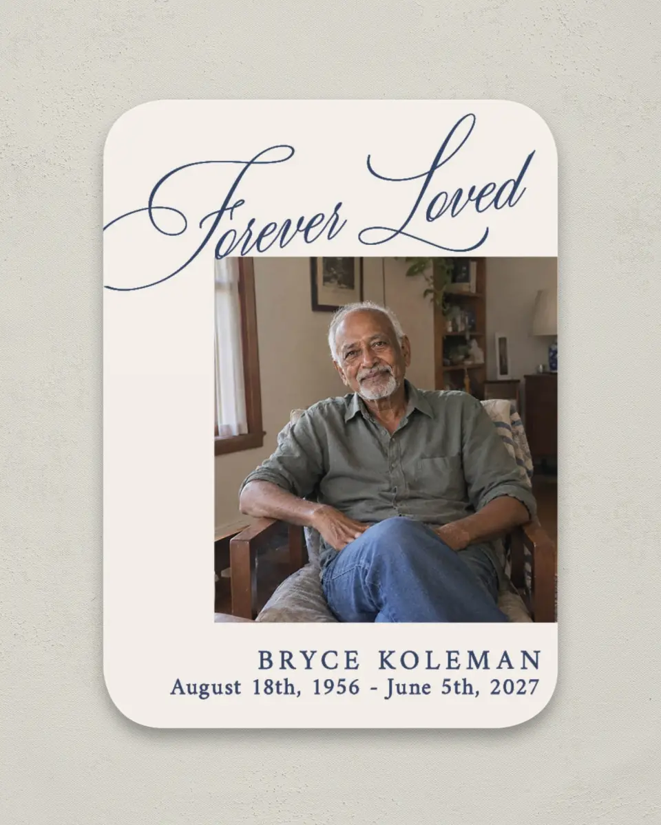 This is a 4½" x 3¼" Memorial Card called Forever Loved printed in full color on Luxe Satin paper