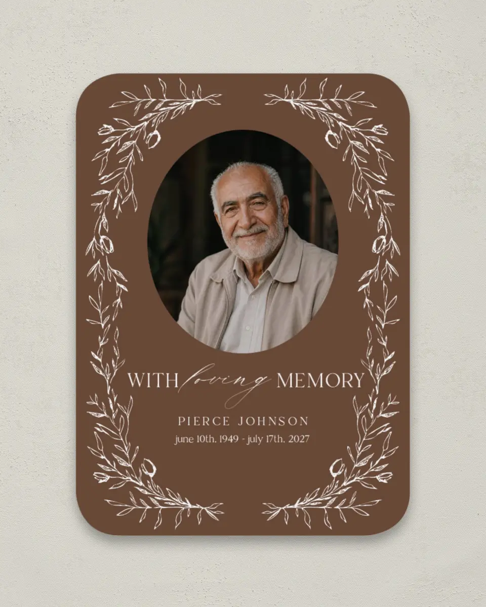 This is a 4½" x 3¼" Memorial Card called With Loving Memory printed in full color on Luxe Satin paper