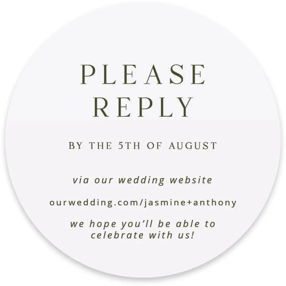 This is a 4" x 4" Wedding Invitation RSVP Postcard called The Jasmine printed in full color with Silver foil on Luxe Satin paper