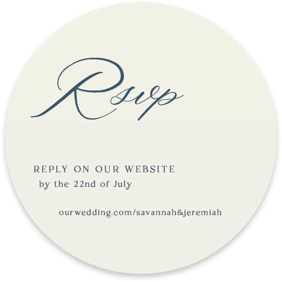 This is a 4" x 4" Wedding Invitation RSVP Postcard called The Savannah printed in full color on Luxe Satin paper