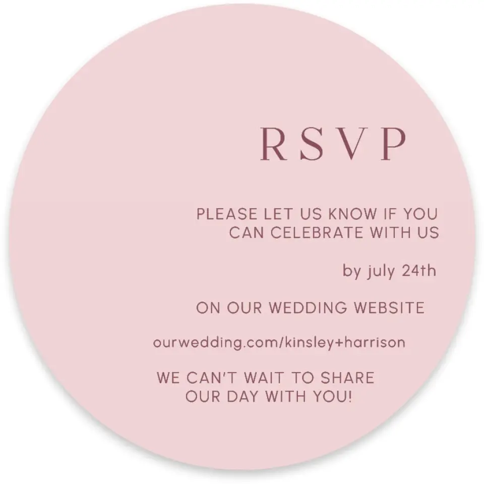 This is a 4" x 4" Wedding Invitation RSVP Postcard called The Kinsley printed in full color on Luxe Satin paper