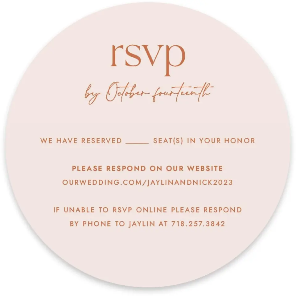 This is a 4" x 4" Wedding Invitation RSVP Postcard called The Jaylin printed in full color on Luxe Satin paper