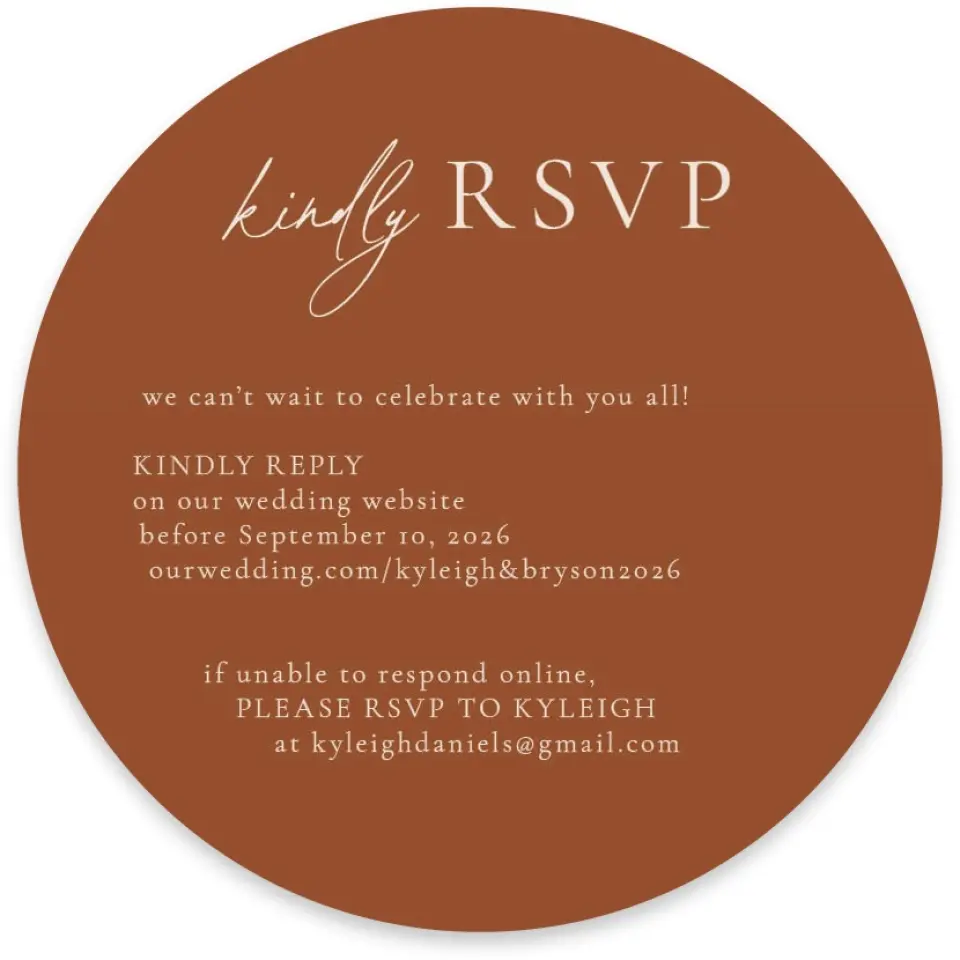 This is a 4" x 4" Wedding Invitation RSVP Postcard called The Kyleigh printed in full color on Luxe Satin paper